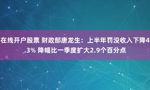 在线开户股票 财政部唐龙生：上半年罚没收入下降4.3% 降幅比一季度扩大2.9个百分点